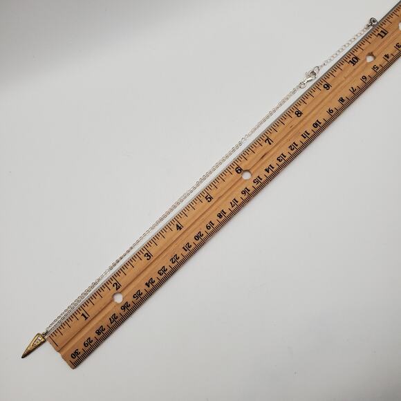 SILPADA Sterling Silver Brass Cubic Zirconia ON POINT Necklace Adj Length - Picture 6 of 6